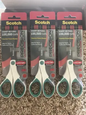 3m 051141336787 Scotch 7 Inch Precision Ultra Edge Scissors - Titanium Fused Blades- 3 Pack