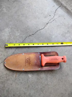 4752 A.m. Leonard Fba Deluxe Soil Knife Orange Handle Hori 6 Inch Blade With Sheath #2