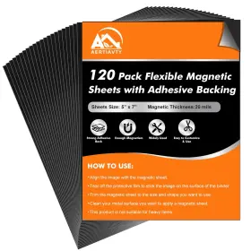 B0fncvsnd4 Aertiavty 120-packs 5x7 Inch Magnetic Sheets With Adhesive Backing 20 Mil