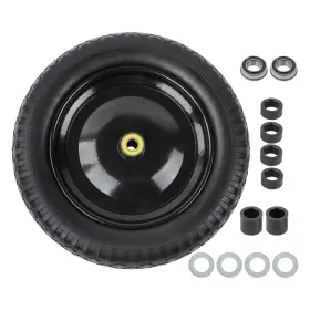 Wa4176216ur Aftermarket 14.5-4.80/4.00-8 Inch Flat Free Tire And Wheel Black Hub For Wheelbarrow Solid Tires