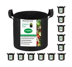 Agoplee 707112092557 12-pack 5 Gallon Plant Grow Bags Heavy Duty Thickened Nonwoven Fabr... Fast Ship