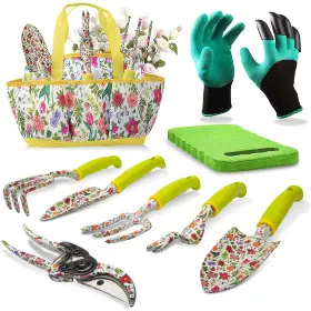Aidy-pro 742089879886 Garden Tool Set 9 Piece Heavy Duty Aluminum Gardening Hand Tools Kit Cute Gar