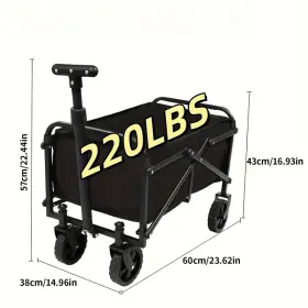 Cuw-blc-57x20x73-base Airrdeli Collapsible Utility Wagon Heavy-duty Folding Outdoor Cart All-terrain Wheels