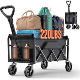 Ajvvf 749614977529 Collapsible Wagons Carts Foldable With 220lbs Weight Capacity Lightweight Ut
