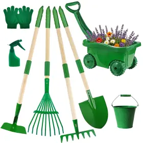 250001 Aka Supaku Kids Gardening Tools Set 8pcs Wheelbarrow For With Shovel Rake Wat
