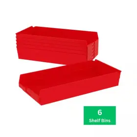 30174 Akro-mils 313041268231 Series 11 1/8 Inch W X 23 5/8 D 4 H Red Open Hopper Shelf Bins