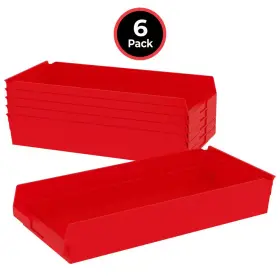 30174 Akro-mils 445055035073 Series 11 1/8 Inch W X 23 5/8 D 4 H Red Open Hopper Shelf Bins