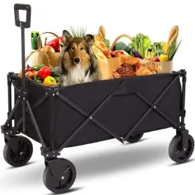 Aksoul 790943847397 Foldable Wagon Collapsible Folding Cart Portable Utility Pull Carts With All