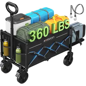 Amada Homefurnishing 810181468526 Wagon Cart Foldable Collapsible With 360 Lbs