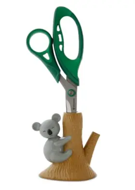 Amazeko 860363002154 Scissors With Animated Koala Holder 8.5 Inch Stainless Steel Green