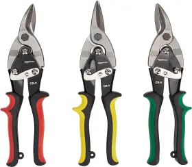Amas01 Amazon Basics 3-piece Aviation Snip Set - Left Right And Silver