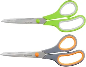 Scr001 Amazon Basics Stainless Steel Scissors For Office 2-pack Green And Grey