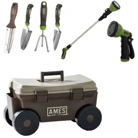 10000-03448 Ames 7-piece Planting Watering And Rolling Cart Garden Tool Set For Outdoor