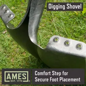 Ames 313100888837 Digging Garden Shovel With Comfort Step 46.5 Inch Fiberglass Handle Steel Blade #2