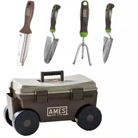 Ames 445037227298 5-piece Digging Transferring And Cultivating Garden Tool Set With Rolling Cart