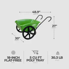 Tv-274813-u-c Ames 5 Cubic Feet Handle Wheelbarrow Poly Tray Lawn Cart Green For Parts #2
