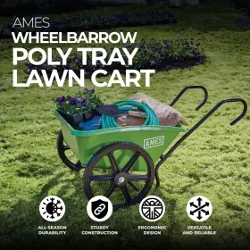 Tv-274813-u-c Ames 5 Cubic Feet Handle Wheelbarrow Poly Tray Lawn Cart Green For Parts #3