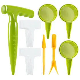 Anerwarm 769083128970 Sowing Seeds Dispenser Set 16pcs Adjustable Garden Hand Planter Seeder Yellow