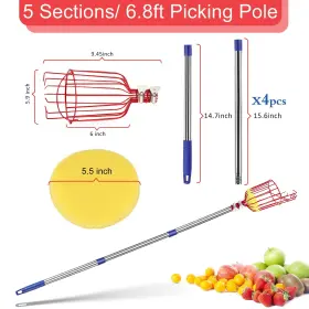 Anewkle 797999671785 7 Feet Extendable Fruit Picker Pole With Metal Basket 35-86 Inch Stainless St #2