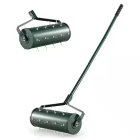 Angeles Home 744110365788 18 Inch Manual Lawn Aerator With Detachable Handle And Tine Spikes