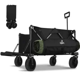 100302 Anj International Llc Wagon Carts Foldable With All Terrain Wheels Double Brakes And Extending