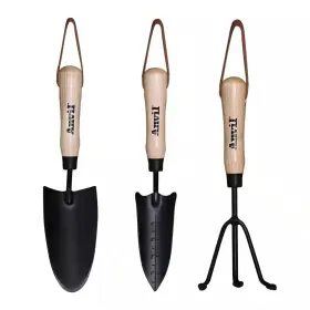 Anvil 705353293597 Garden Tool Set 3 Piece Carbon Steel Trowel Cultivator Transplanter