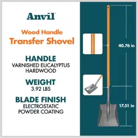 77472-940 Anvil Wood Handle Steel Transfer Shovel 47 Inches Home Garden Tool Long New #2