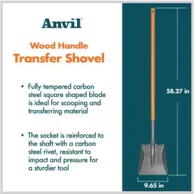77472-940 Anvil Wood Handle Steel Transfer Shovel 47 Inches Home Garden Tool Long New #3