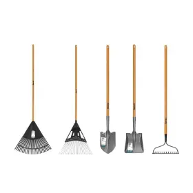78115-946 Anvil Garden Tool Sets 24 Inch W Poly Leaf Rake Transfer Shovel 5-piece Black/gray