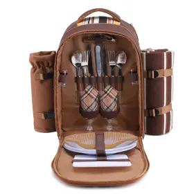 3065w68 Apollo Walker Picnic Backpack Bag For 2 Person With Cooler Brown