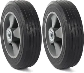 Ar-pro 313053437403 2-pack 8 Inch X 2 Flat Free Solid Rubber Tire And Wheel 3/4 5/8 1/2