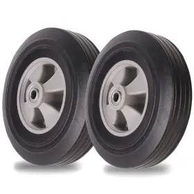Ar-pro 640117914526 2-pack 10 Inch X 2.5 Flat Free Solid Rubber Tires And Wheel - Wh