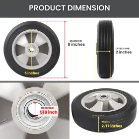 Ar-pro 640117914533 2- Pack Run-flat Solid Rubber Replacement Tire 8 Inch X 2ftft With A 5/8 Axle Fo #2