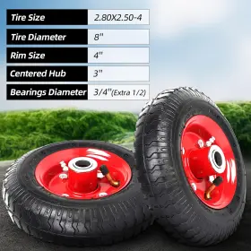 Ar-pro 687368343231 2-pack 2.80/2.50-4 Tire And Wheel Set - 8 Inch Wheelbarrow #2