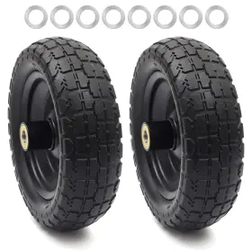 Ar-pro 810071110597 2-pack 10 Inch Flat Free Solid Tire And Wheel - With 5/8 Axle Bore Hole 2