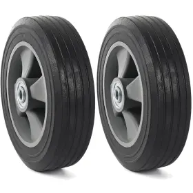 Ar-pro 810071110764 Ar- 2-pack 8 Inch X 2 Flat Free Solid Rubber Tire And Wheel 3/4 5/8 1/2