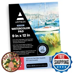 B07jjm15tt Arteza Watercolor Paper 9x12 Inch 14 Sheets 140lb/300gsm Cold Press