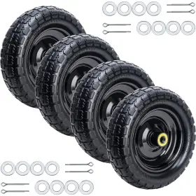 13999-003 Asdfght 10 In Solid Rubber Tires 4-pack 4.10/3.50-4 Tire And Wheel Flat Free With 5/8 Inch