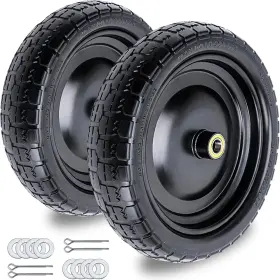 13999-013 Asdfght 2 Pack 13 Inch Flat Free Wheels 4.00-6 Tire With 3/4 Bearings Au035