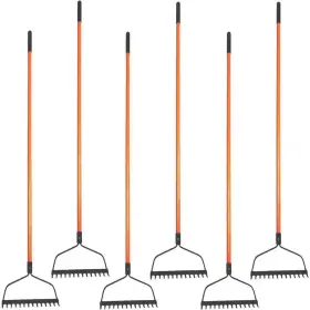 Ashman Online 810065962072 Gardening Tool Bow Rake 48 Inch Fiberglass Rubber Grip Handle 6-pack