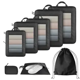 Augosta 679070005705 8 Set Compression Packing Cubes For Travel Suitcase Organizer