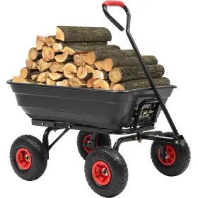 Grd0009 Autodaya 600lb 4cu.ft Garden Dump Cart Utility Wagon 4 Pneumatic Tires Quickrelease