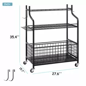 Jqf2381 Azheruol Steel Garden Tool Organizer 3-tier Storage Rack With Wheels Black - Perfect #2
