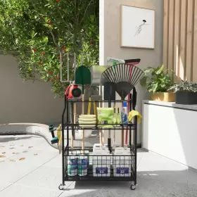 Jqf2381 Azheruol Steel Garden Tool Organizer 3-tier Storage Rack With Wheels Black - Perfect #3