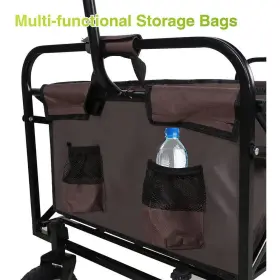 Bansa Rose 514866918701 Garden Carts 24 Inch Folding Double Fabric Portable Swivel Wheels Brown #3