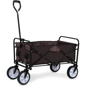 Bansa Rose 514866918701 Garden Carts 24 Inch Folding Double Fabric Portable Swivel Wheels Brown