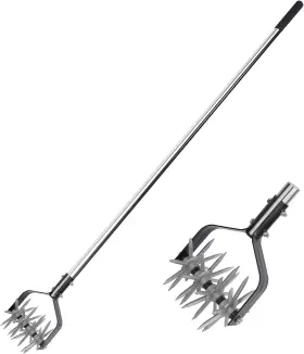 Baraystus 726084406438 Rotary Garden Tool Adjustable Hand Tiller Long Handle Cultivator For Aerating