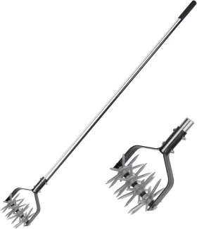 Jdus1162 Baraystus Rotary Garden Tool Adjustable Hand Tiller Long Handle Cultivator For Black