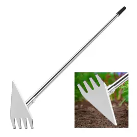 Jdus1168 Baraystus Dual Headed Hoe Garden Tool Adjustable Long Handle Weed Puller Stainless Steel
