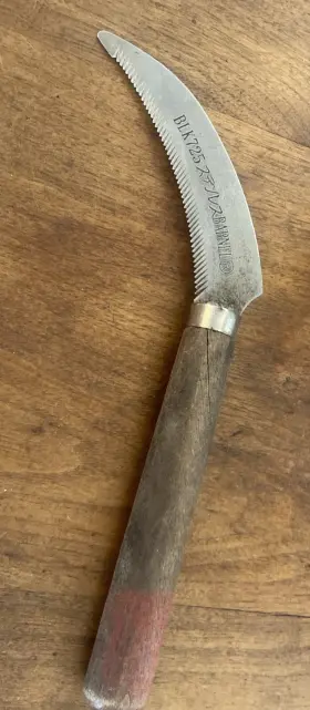 Blk725 Barnel Blk925 Vintage 9.5 Inch Landscape Sod And Harvest Knife/sickle Wooden Handle